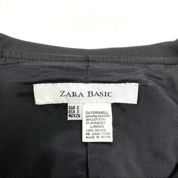 Zara Basic Ruffle Front Satin Blazer Jacket Black - Picture 4 of 7